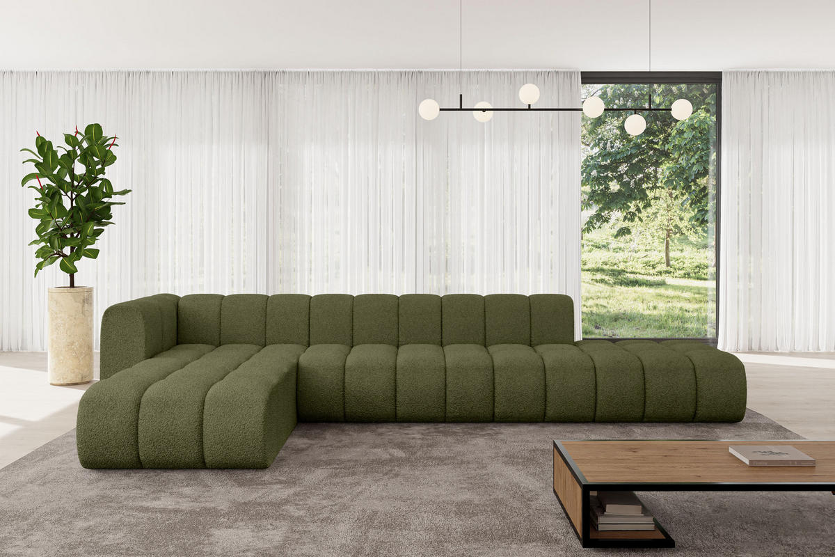 ECKSOFA modulares Sofa Zuvon-L2 - 387x177x70 cm Grün - Grün, Holzwerkstoff/Textil (387/177cm) - ALTDECOR