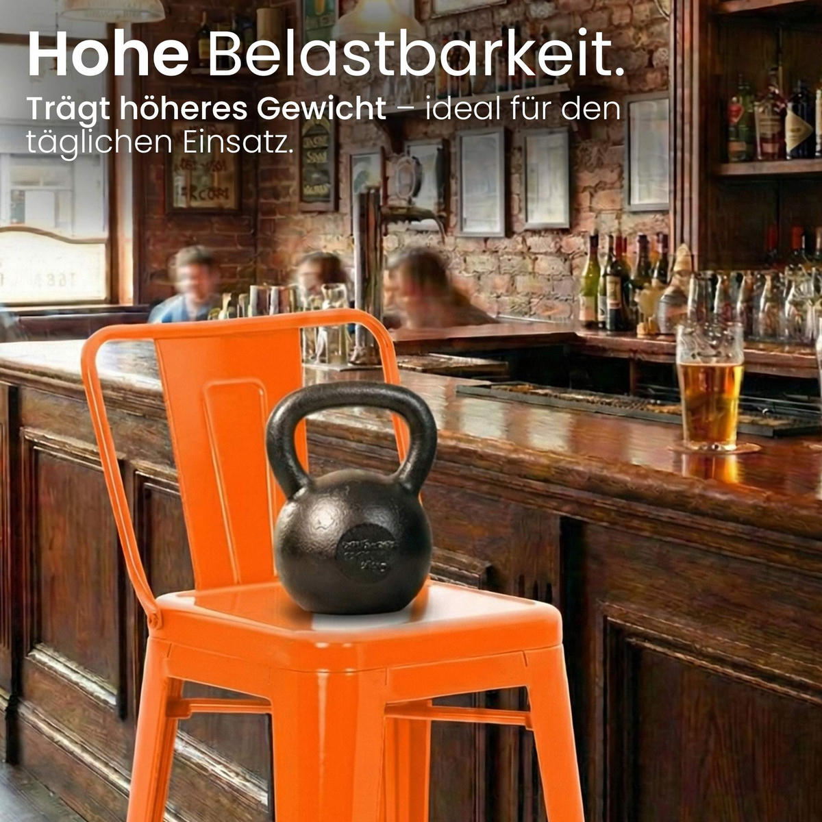 BARHOCKER Metall orange - Eukalyptusholzfarben/Orange, Metall (44/96/43cm) - CLP