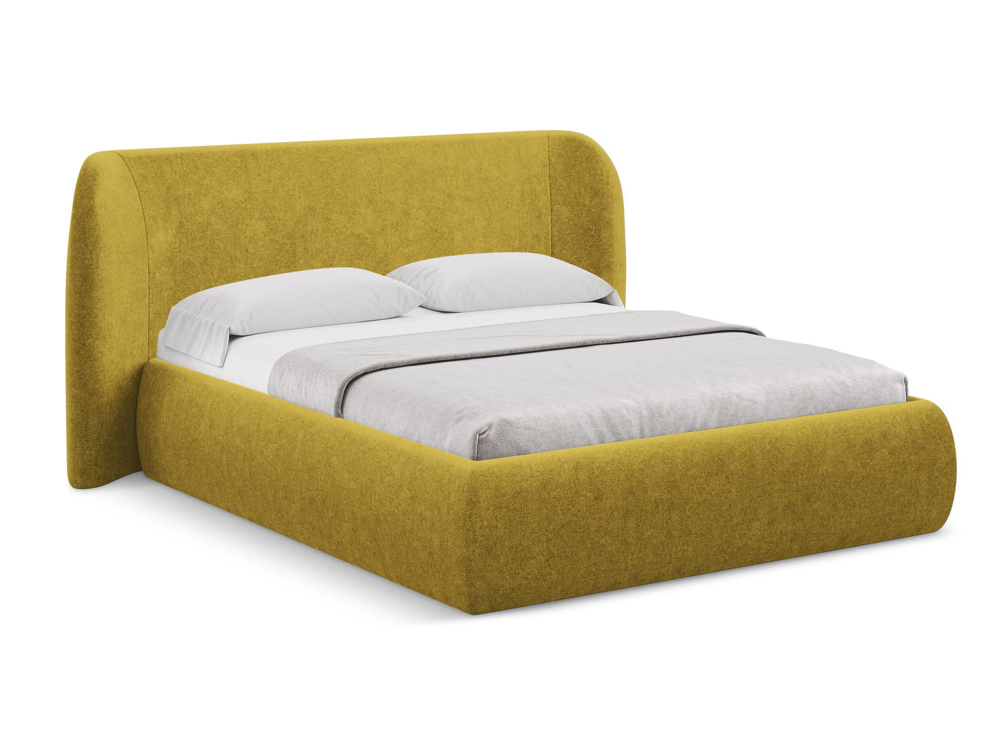 POLSTERBETT mit Bettkasten und Lattenrost 230x215 Gelb - Currygelb/Gelb, Kunststoff/Textil (180/200cm) - Makamii