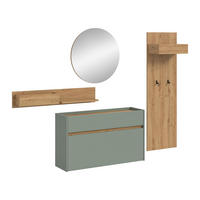 GARDEROBE Flow (B/H/T: ca. 205/197/32 cm) 4 tlg. in Salbei/Salbei - Salbeigrün, Holzwerkstoff (205/197/32cm) - Homes & Jones