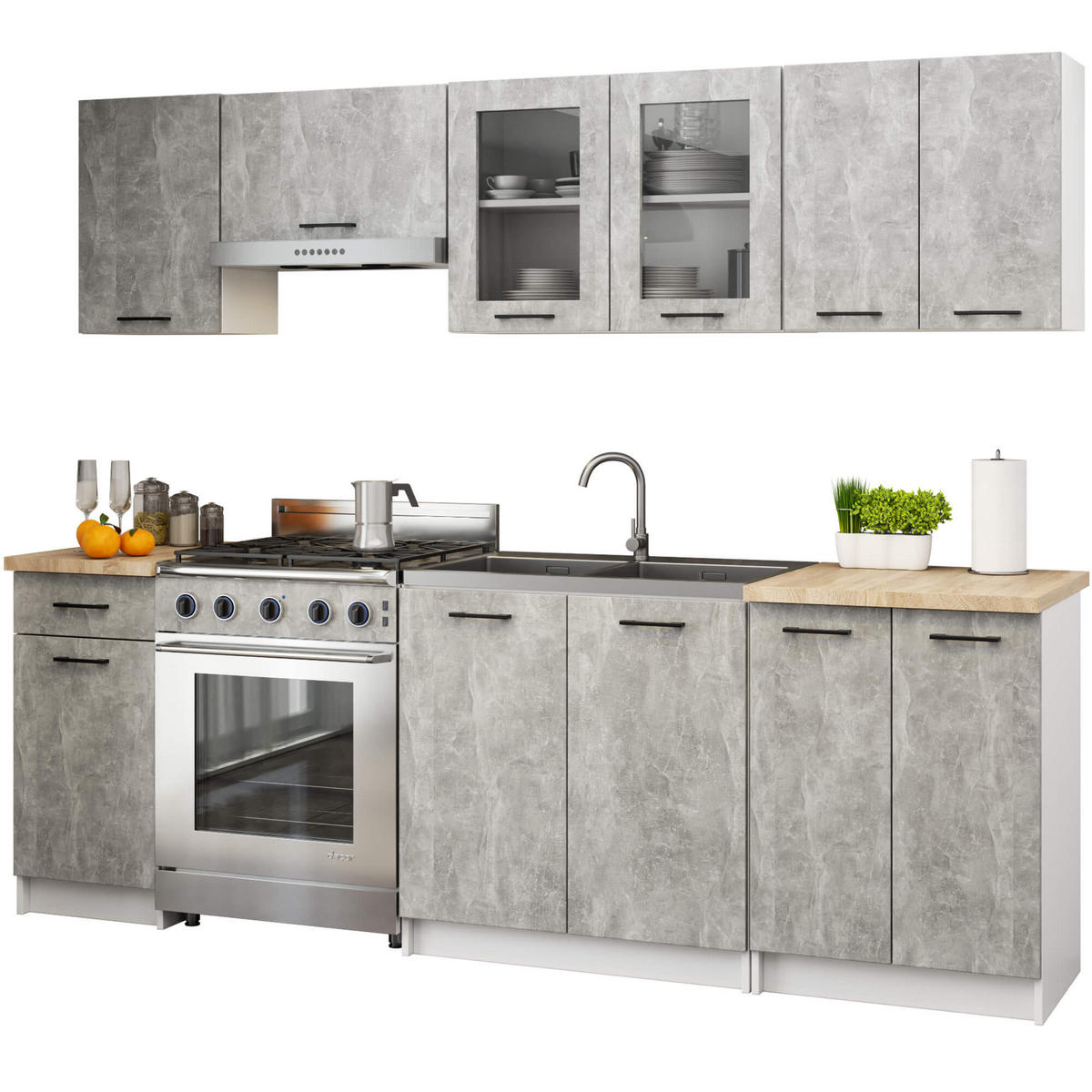 HÄNGESCHRANK Weiß, Beton 58/80/30,5 - Hellgrau/Weiß, Holzwerkstoff (80/58/30cm) - RAUMHIRSCH FURNITURE