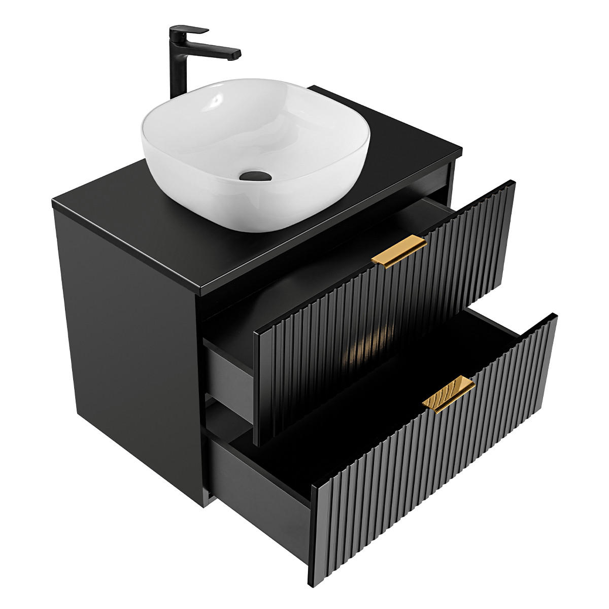 BADMÖBEL Adriel 2er-Set Schwarz - Schwarz, Holzwerkstoff (80.6/59/46cm) - Petits-meubles