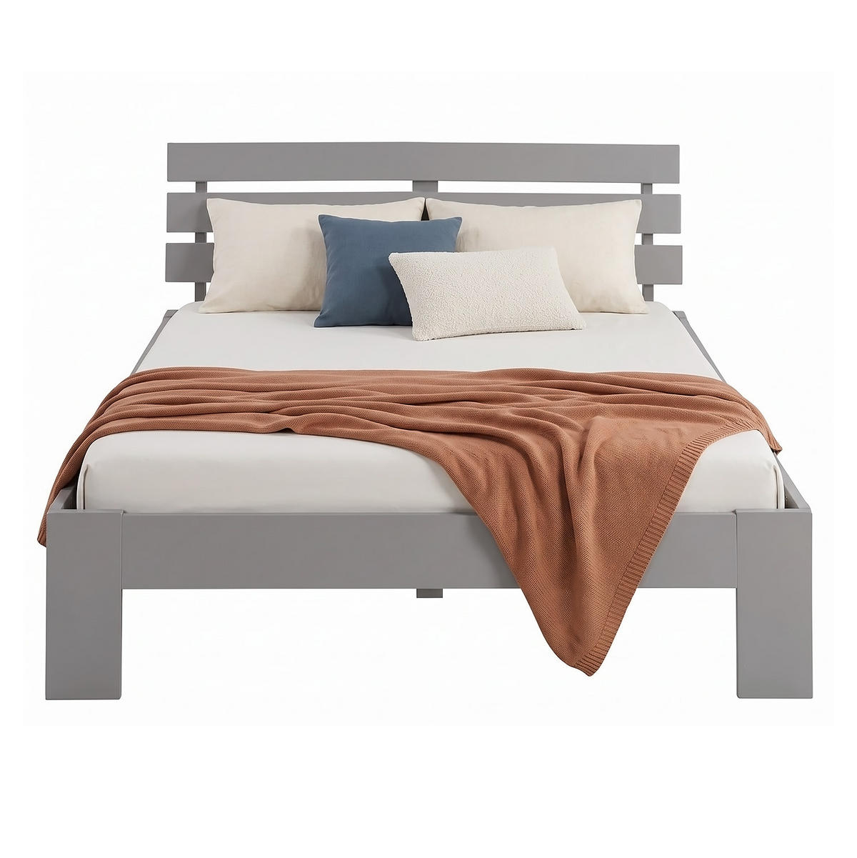 HOLZBETT mit Matratze 120/200 cm grau - Grau, Holz (120/200cm) - Homestyle4u