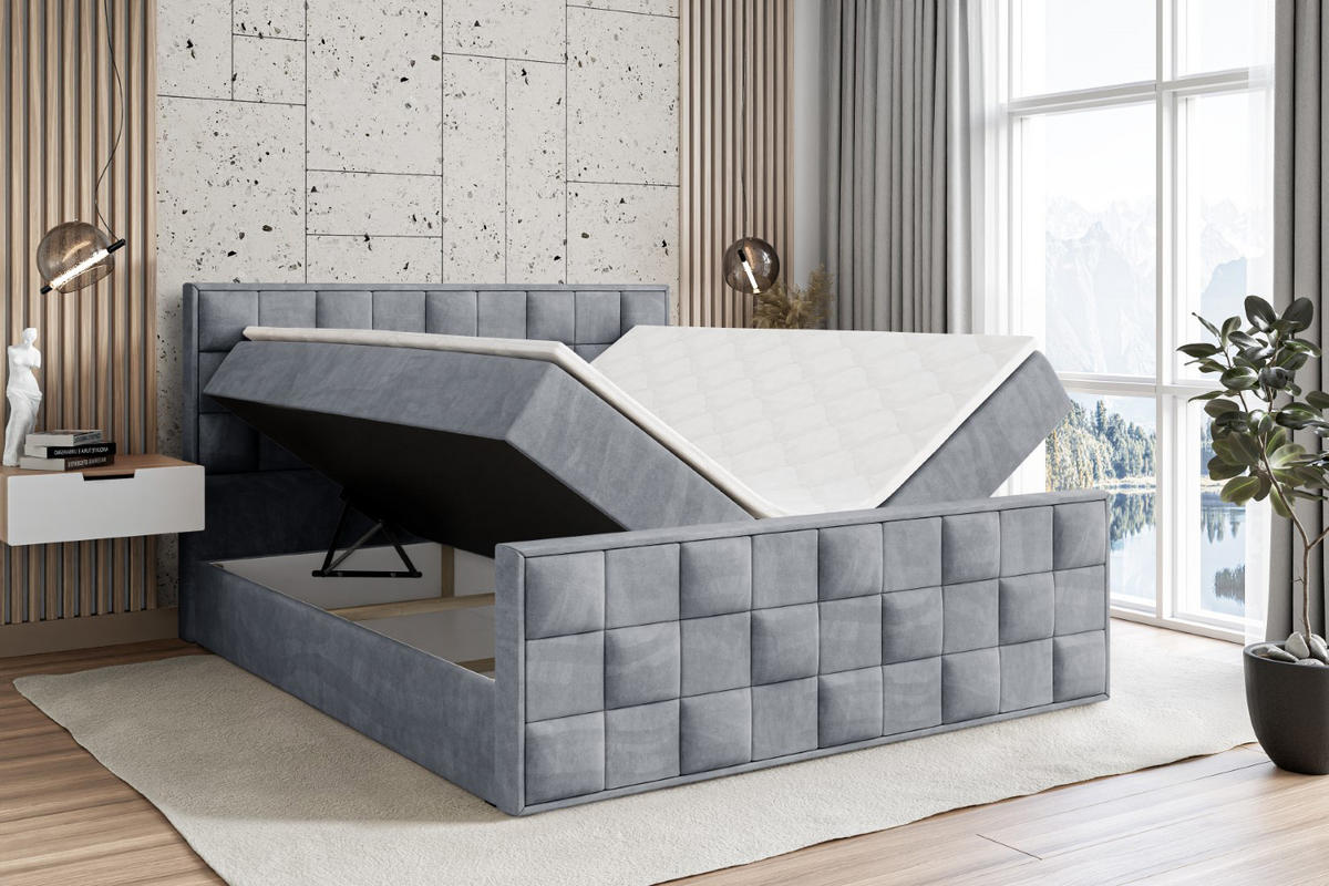 BOXBETT ZAFIRA - 200x200 - H4 - Grau - Grau, Holzwerkstoff (200/200cm) - ALTDECOR