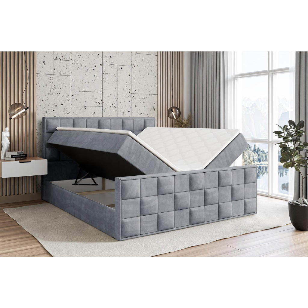 Thumbnail - Altdecor Boxbett, Grau, Holzwerkstoff, Höhe ca. 19 cm, 120x200 cm, Schlafzimmer, Betten, Boxspringbetten