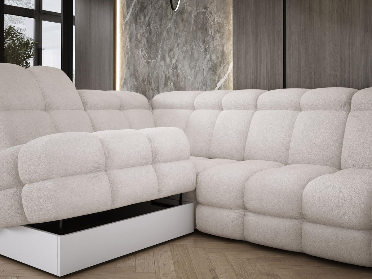 ECKSOFA TOLLO Anthology-stoff L-form 302x217x105 cm weiss - Kaschmir, Holz/Textil (302/217cm) - DomoHome