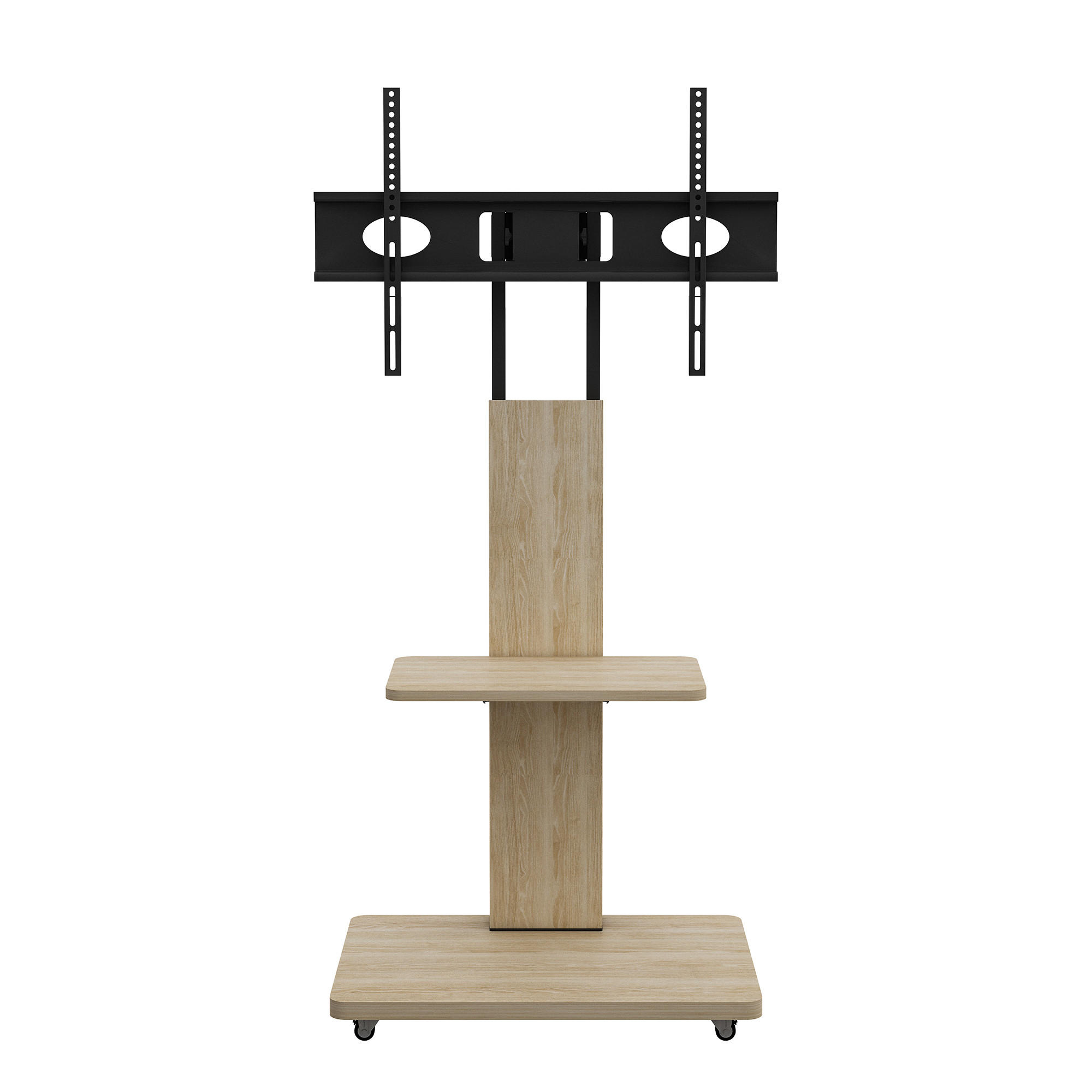 TV-ELEMENT 60/40/114-174 cm Naturholz mit Ablagefach und feststellbaren Rollen - Naturfarben, Holz (60/174/40cm) - Oxeza