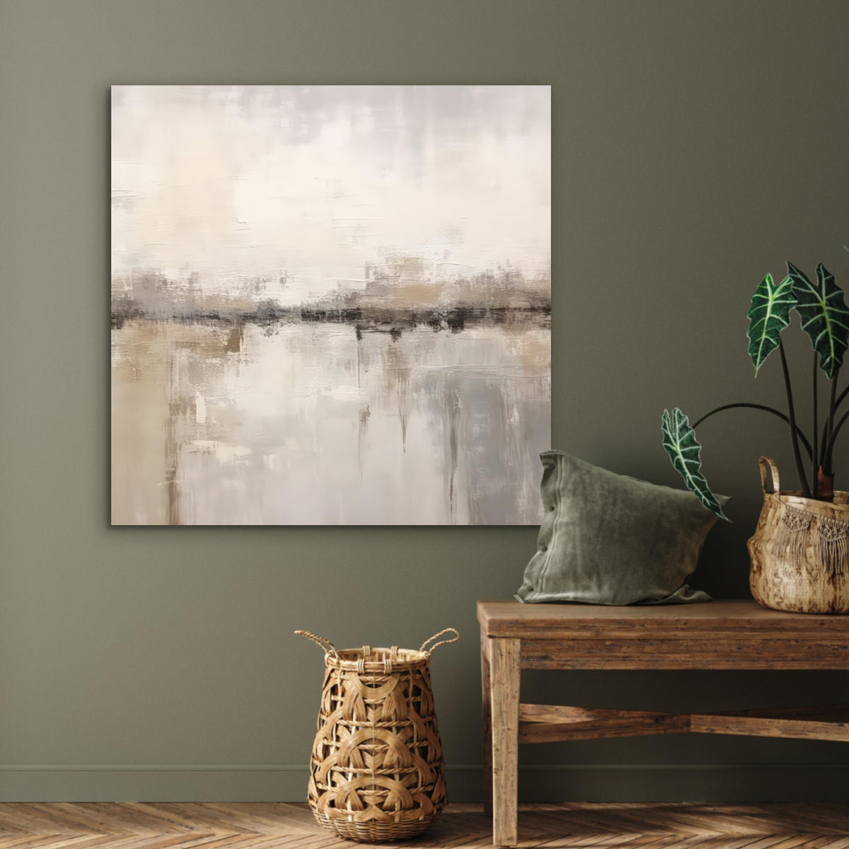 KOVOVÝ OBRAZ Moderné umenie - Abstraktné - Béžové 90x90 cm - béžová, kov (90/90cm) - MuchoWow