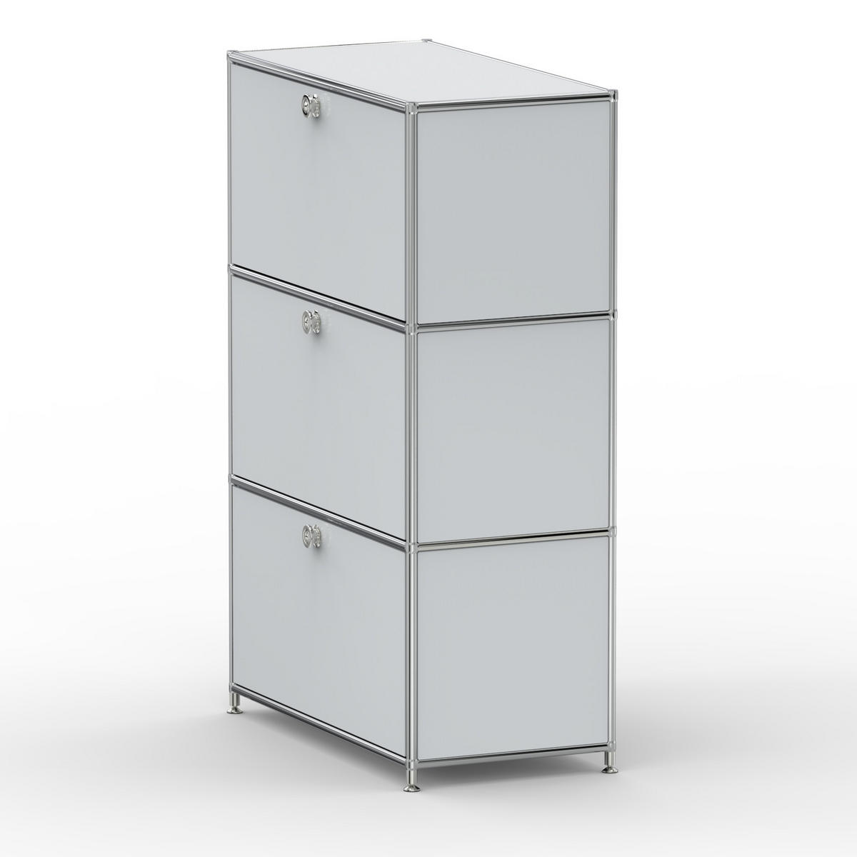 HOCHSCHRANK, 3 Schubladen, Schloss, Breite 77 cm, Lichtgrau - Chromfarben/Silberfarben, Metall (40/118/77.2cm) - Versee