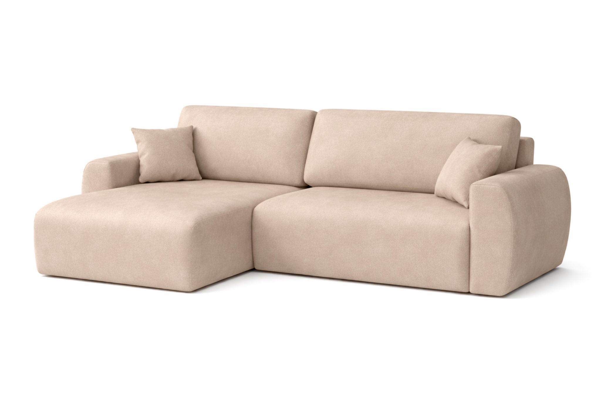 ECKSOFA Mit Schlaffunktion Ariel L, Velours, Stoff Salvador, Beige, Links - Beige, Holz (250/142cm) - Kaiser Möbel