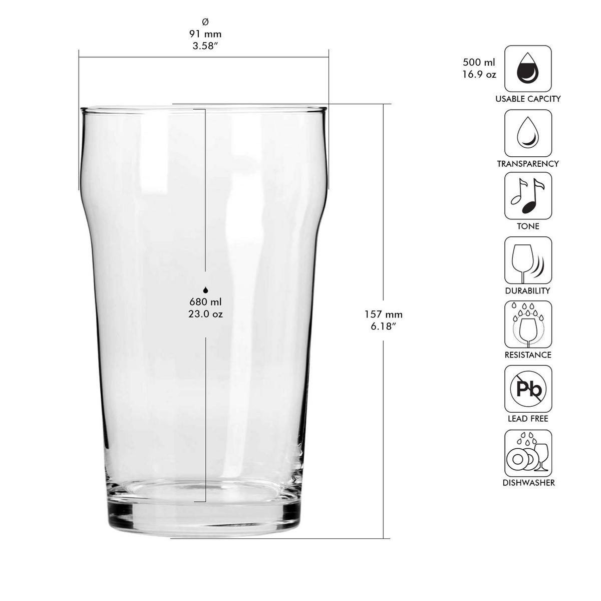 BIERGLÄSER, 6er-Set, 500 ml - Transparent, Glas (0.5L) - Krosno Glass