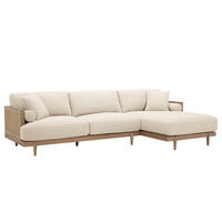 ECKSOFA mit Longchair - Beige - Eschefarben/Hellgrau, Holz/Textil (302/96cm) - home24