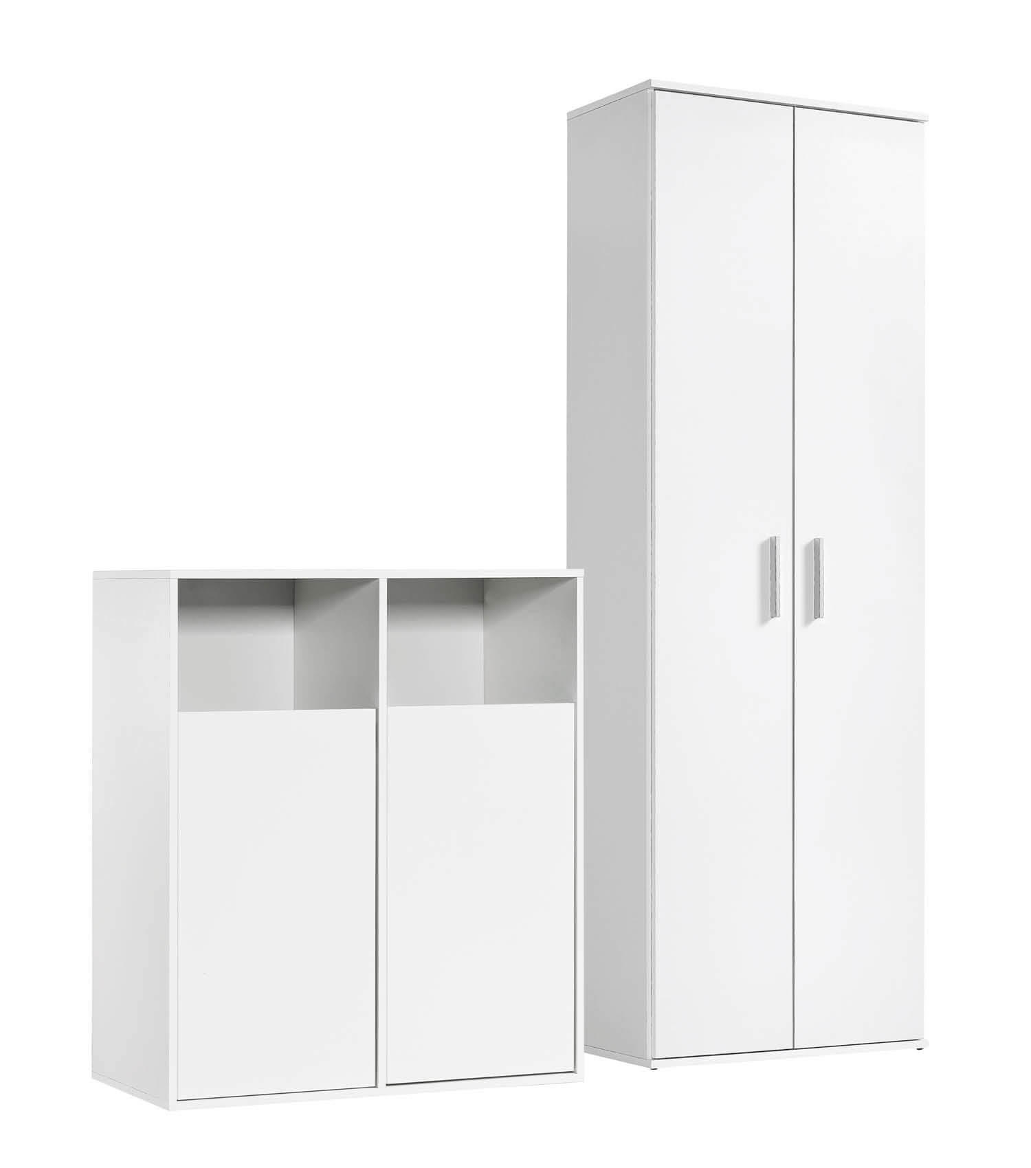 MEHRZWECKSCHRANK SET Der Allzweckwaffe - Weiß, Holzwerkstoff (140/180/40cm) - Mokebo