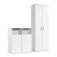 MEHRZWECKSCHRANK SET Der Allzweckwaffe - Weiß, Holzwerkstoff (140/180/40cm) - Mokebo
