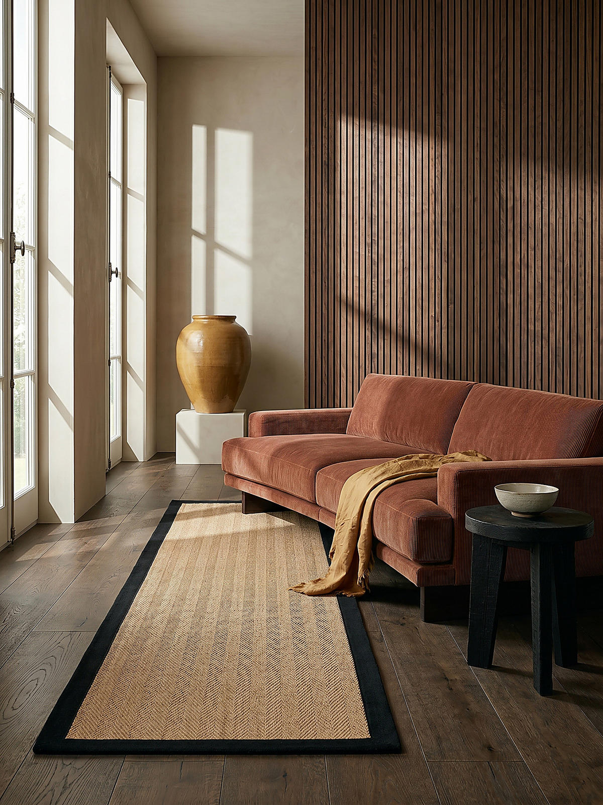 JUTETEPPICH TRENT, geometrisch, Braun-Schwarz, 60 x 230 cm - Schwarz/Naturfarben, Textil (60/230cm) - KADIMA DESIGN