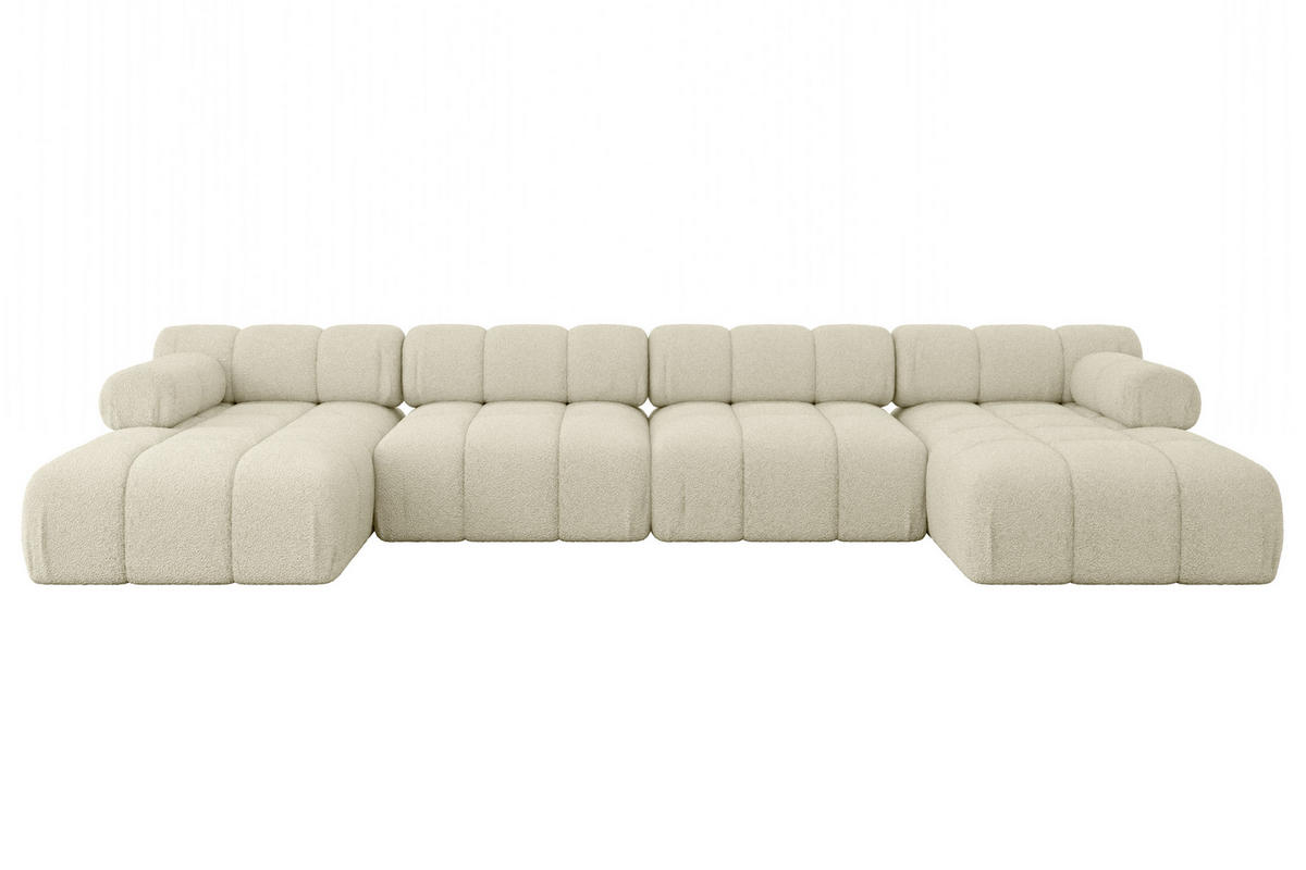 WOHNLANDSCHAFT modulares Sofa Tesso-U2 - 380x160x70 cm Beige Bouclé - Beige, Holzwerkstoff/Textil (380/70/160cm) - ALTDECOR