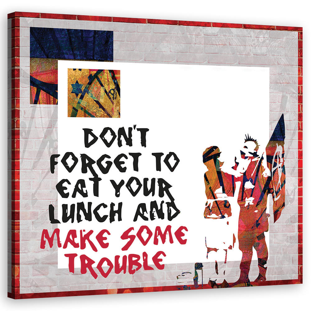 WANDBILD banksy sohn punk und mutter - Orange, Textil (50/50cm) - Feeby