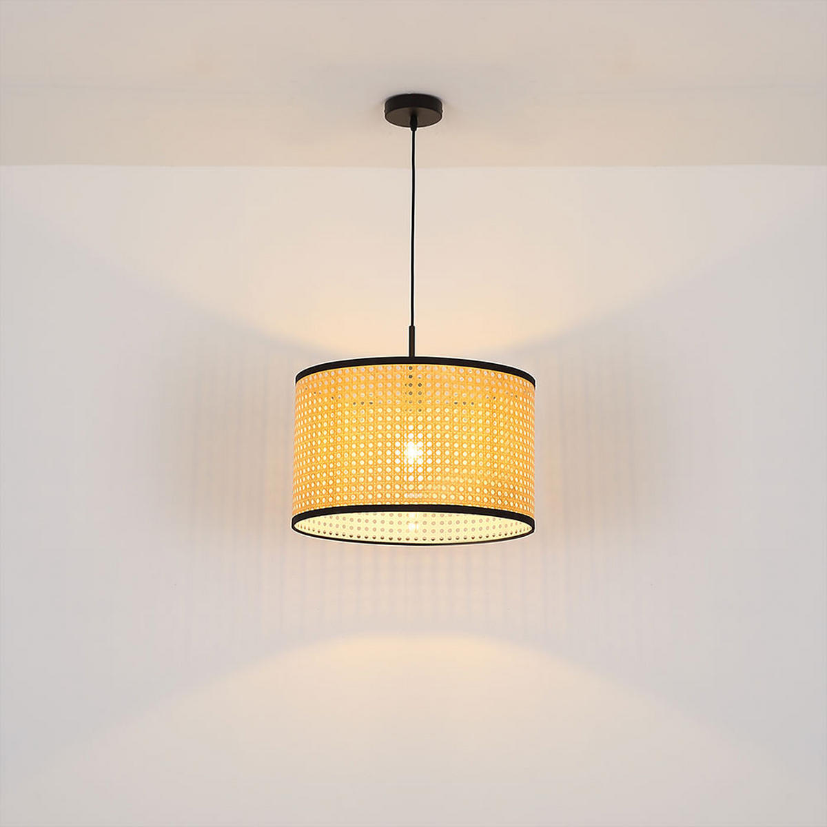 HÄNGELEUCHTE Bambus-Optik Braun Natur - Braun, Metall (45/45/140cm) - Globo Lighting