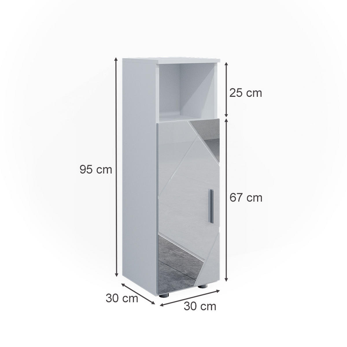 MIDISCHRANK Irma Weiß Hochglanz 30 x 95 cm - Weiß Hochglanz, Holzwerkstoff (30/95/30cm) - Vicco