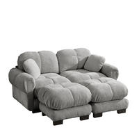 SOFA 190/149/90 cm in Hellgrau aus Chenille mit flexibler Kombination - Hellgrau, Textil (149/90/190cm) - Flora Grace
