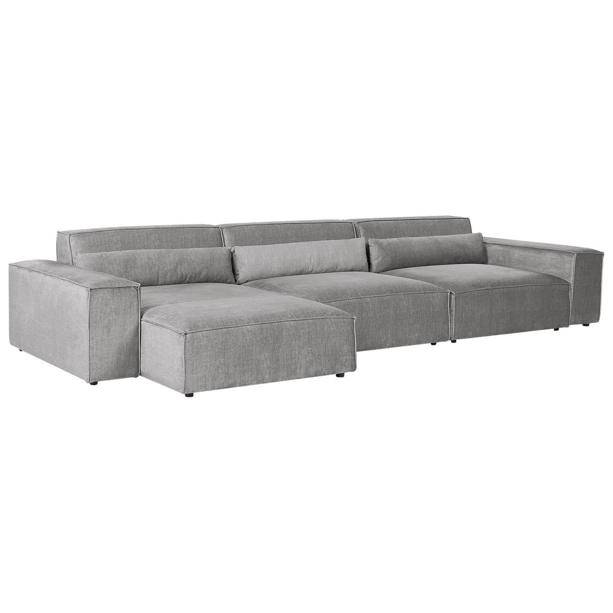 ECKSOFA Modul 4-Sitzer rechtsseitig Grau Stoff Hellnar - Dunkelgrau, Textil (364/176cm) - Beliani