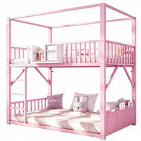 METALL-ETAGENBETT 90 x 200 cm mit Dachkonstruktion, Rosa - Pink, Metall (90/200cm) - FLIEKS