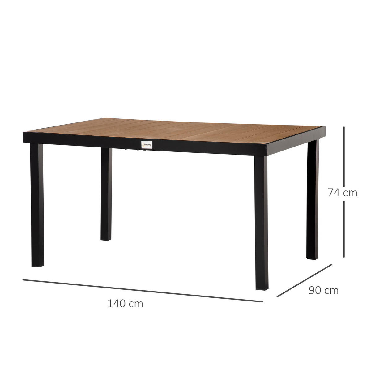 GARTENTISCH DE-14109 Aluminium 140x90 cm, Holzoptik Natur - Naturfarben, Metall (140/90/74cm) - ComfortXL