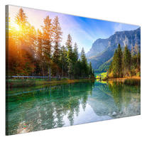 LEINWANDBILD Berglandschaft 120x40 cm - Multicolor, Holz (120/40cm) - LUMASOUL