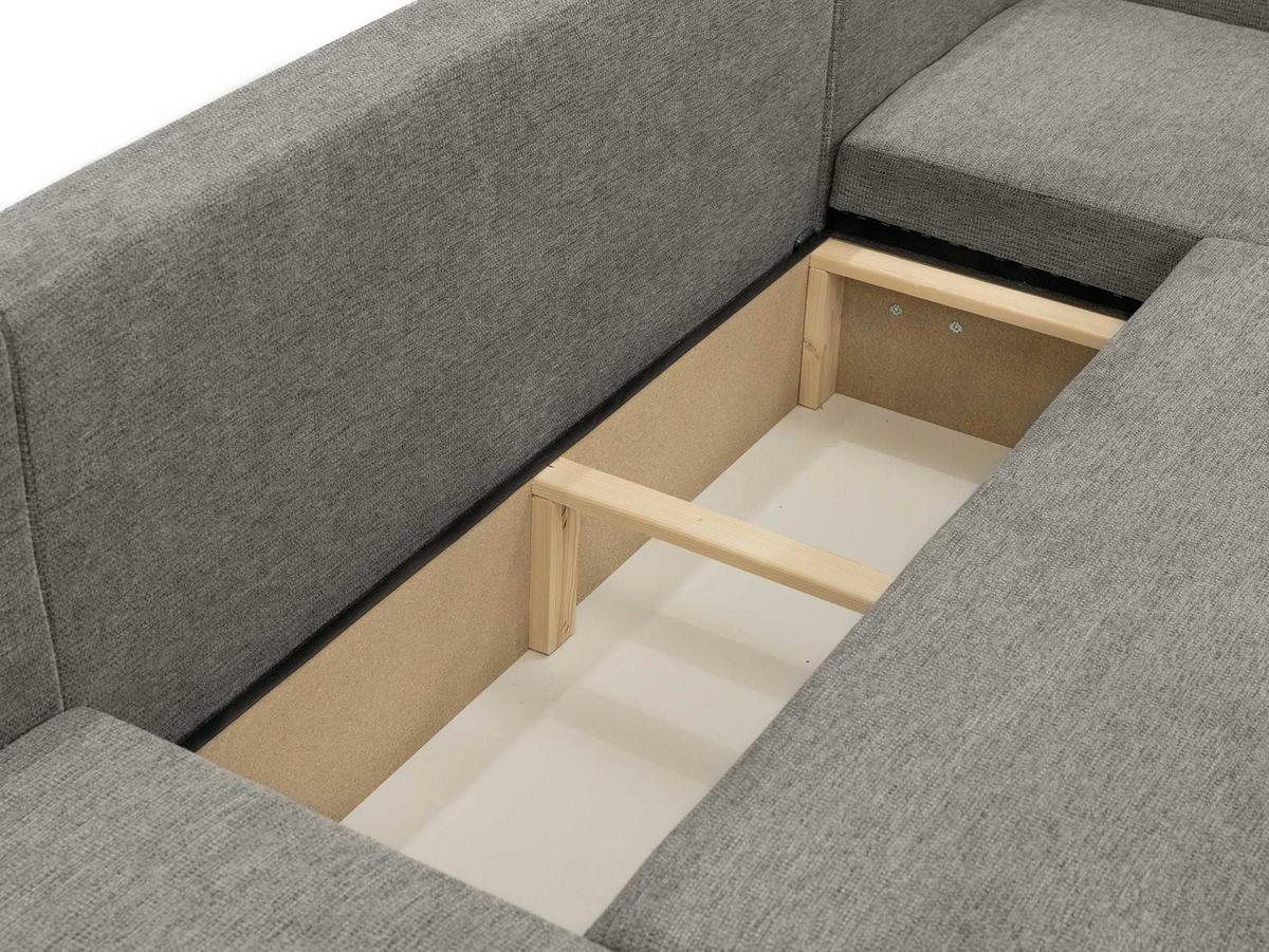 WOHNLANDSCHAFT Piano U - Creme/Schwarz, Holz/Kunststoff (312/82/145cm) - MIRJAN24