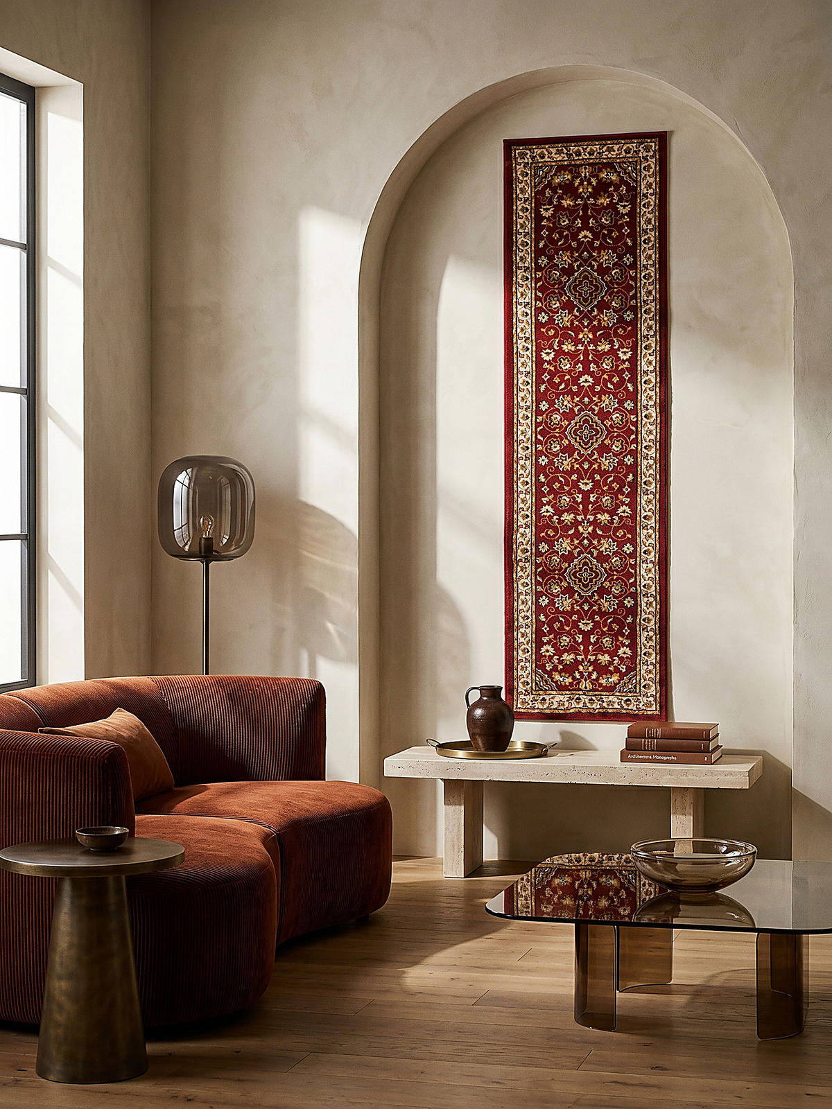 TEPPICH GLAZERT, klassisch-floral, Rot, 60 x 230 cm - Rot, Textil (60/230cm) - KADIMA DESIGN