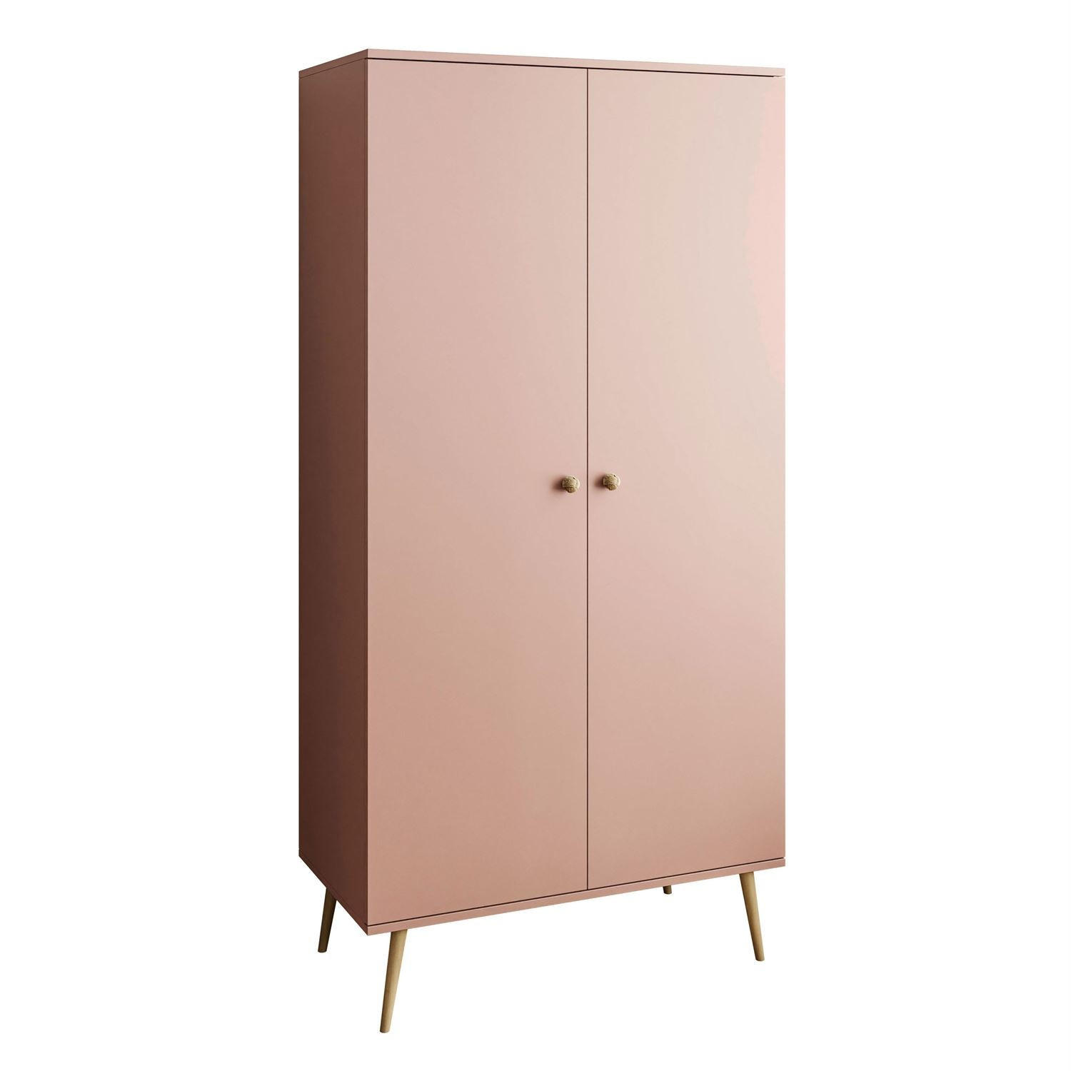 KLEIDERSCHRANK Zweitüriger HARMONY Natürlich Rosa - Rosa, Holzwerkstoff (100/202/52cm) - Lookway