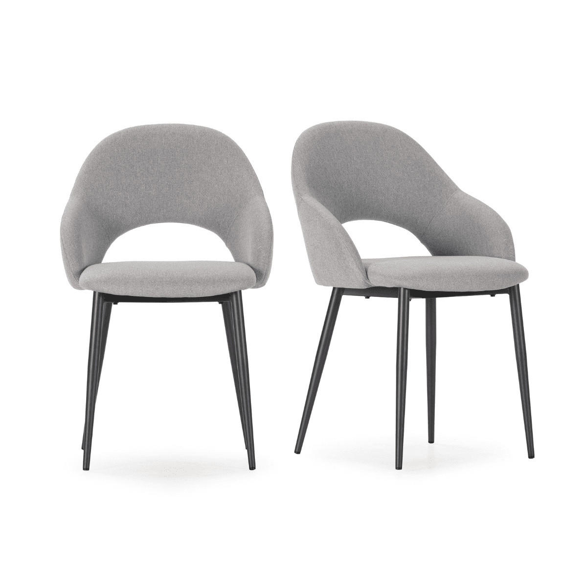 STÜHLE 2er-Set mit Stoffbezug und Metallfüßen 57/84/54 cm - Grau, Textil (57/84/54cm) - Calicosy