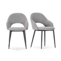STÜHLE 2er-Set mit Stoffbezug und Metallfüßen 57/84/54 cm - Grau, Textil (57/84/54cm) - Calicosy
