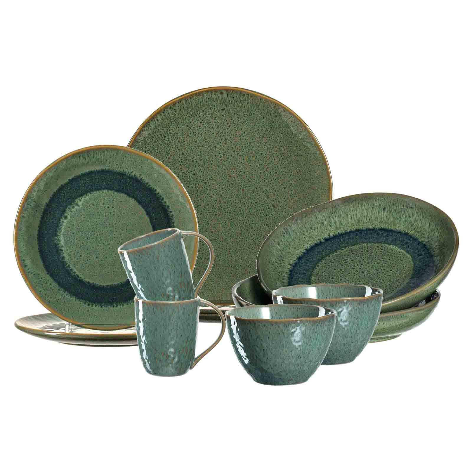 TAFELSERVICE Matera Grün 10er Set - Grün, Keramik (1/1/1cm) - Leonardo Living