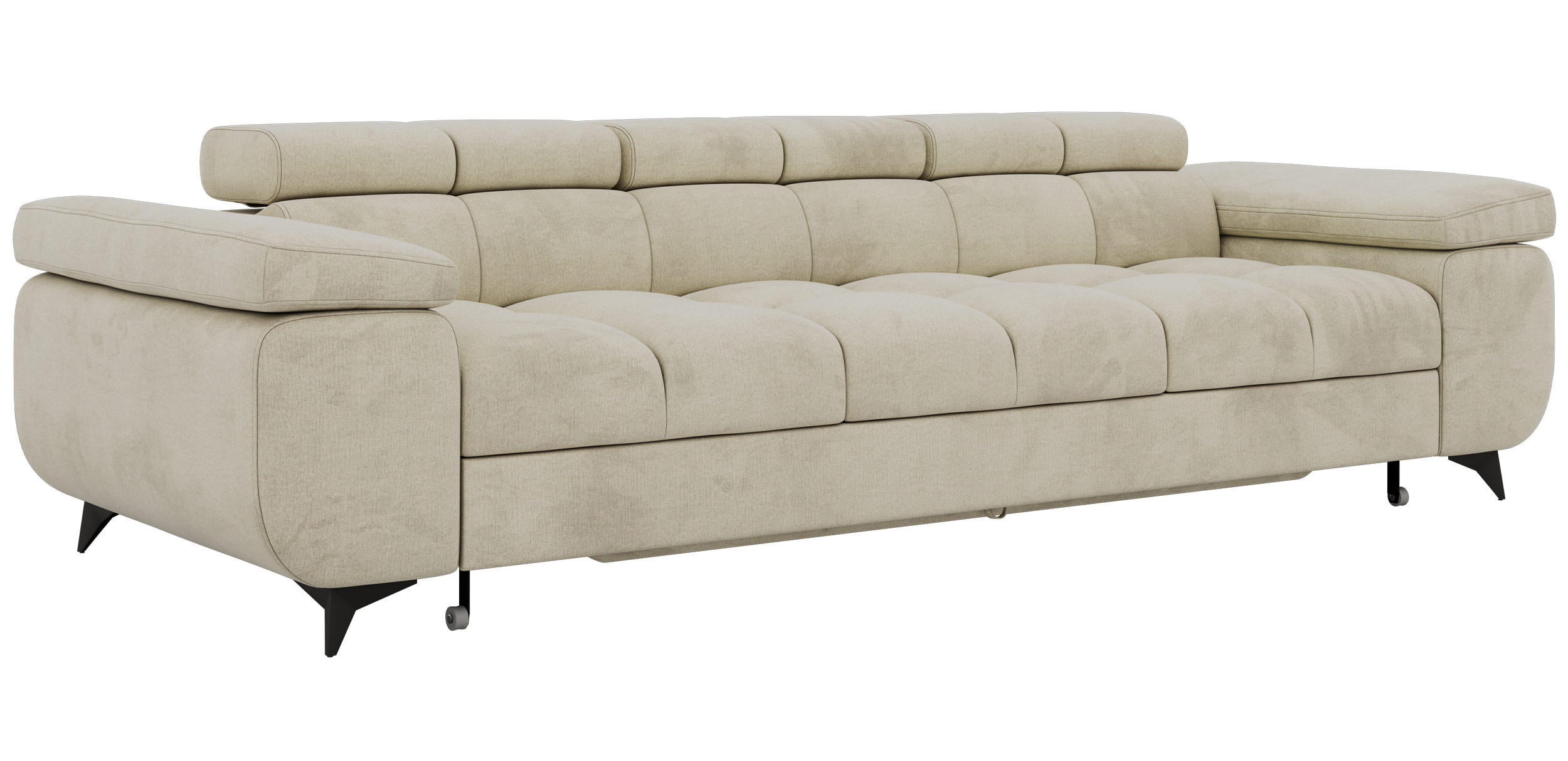 TŘÍMÍSTNÁ POHOVKA NIDELLO - Béžová Samet - černá/béžová, kov/textil (260/70/97cm) - MKS