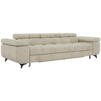 TŘÍMÍSTNÁ POHOVKA NIDELLO - Béžová Samet - černá/béžová, kov/textil (260/70/97cm) - MKS