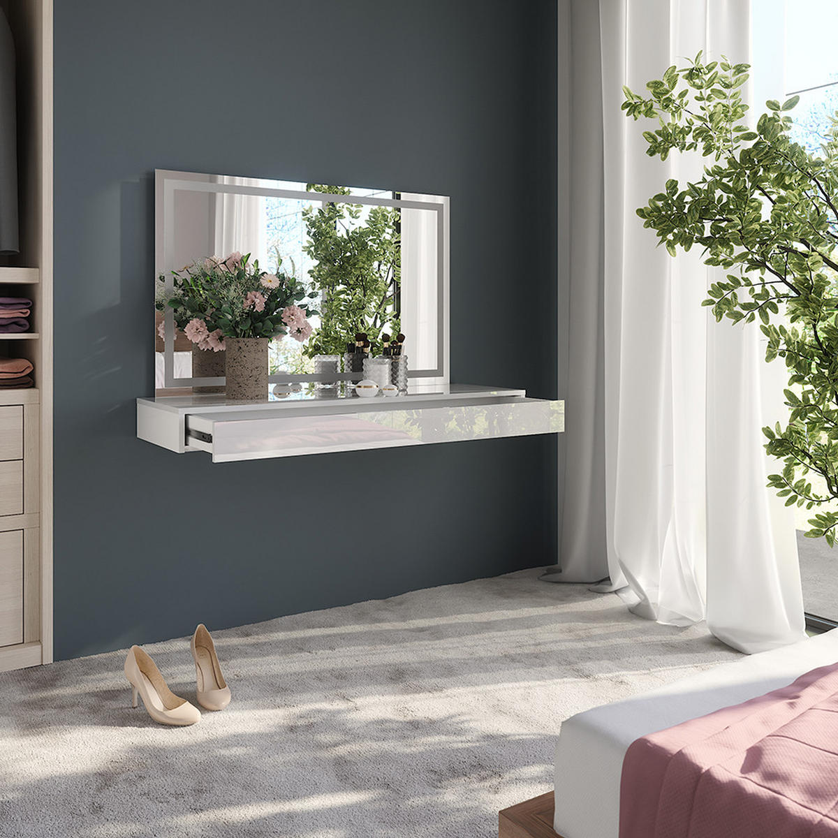 TOALETNÍ STOLEK Sherry Bílá - bílá, kompozitní dřevo (120/12/40.1cm) - Vicco