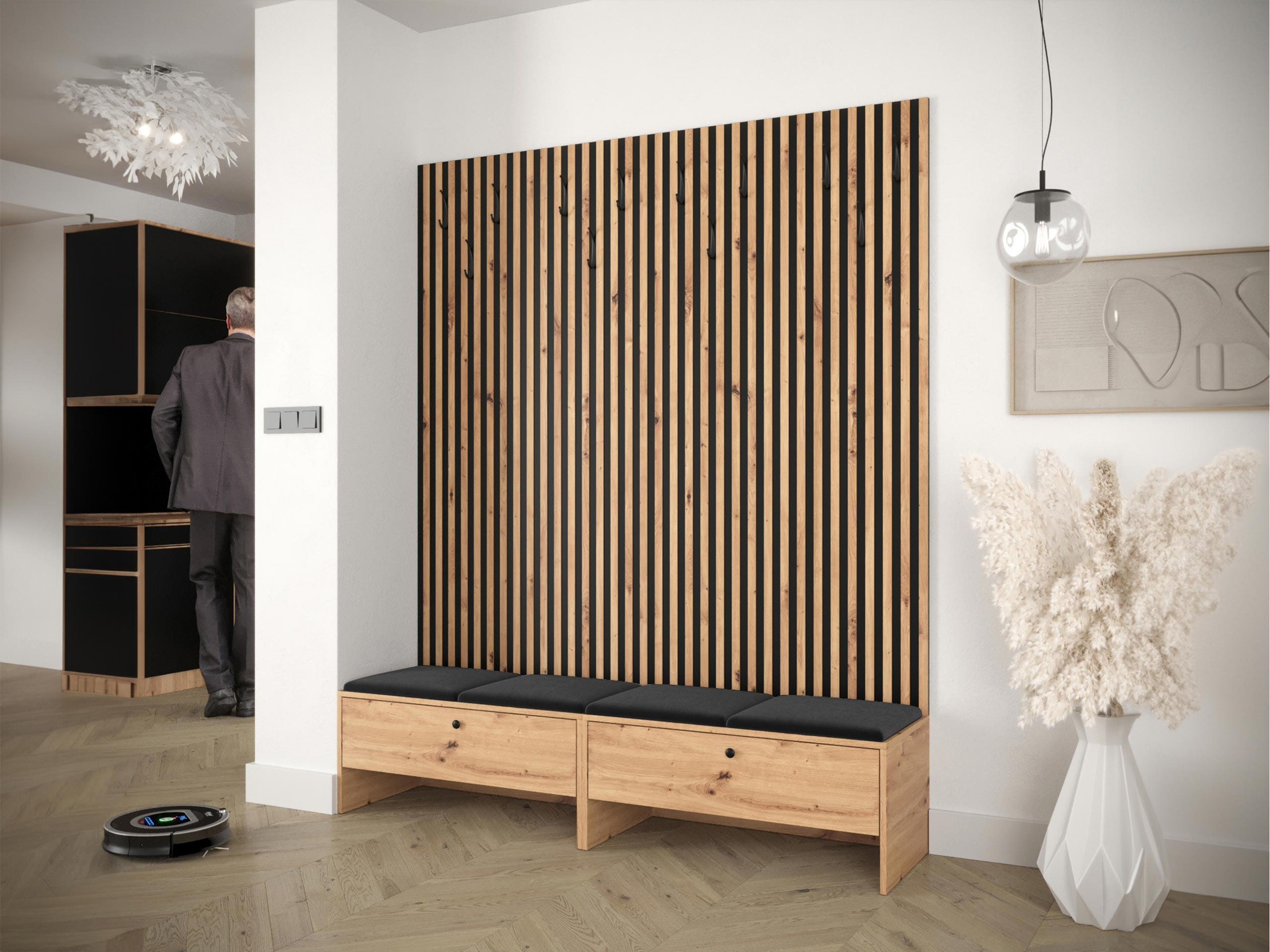 GARDEROBE Balma V - Schwarz, Holzwerkstoff (170/206/44cm) - MIRJAN24
