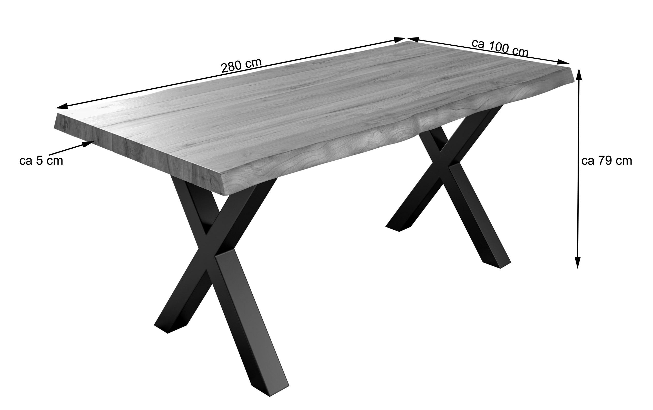 ESSTISCH XEREZ - Schwarz/Braun, Holz/Metall (100/280/79cm) - SAM