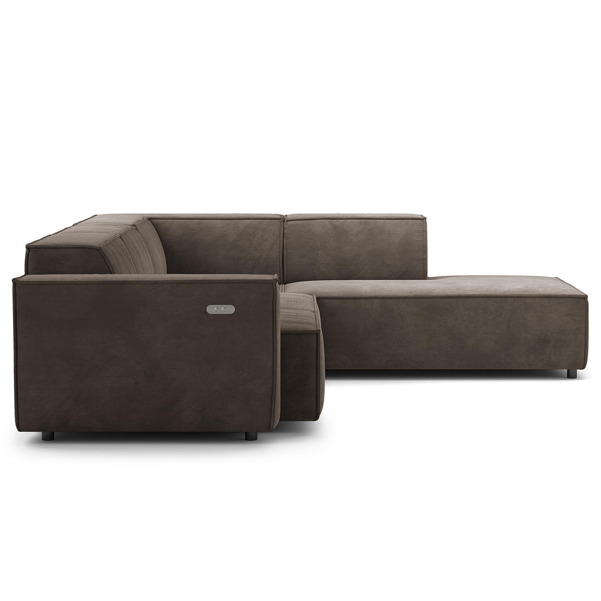 ECKSOFA mit Ottomane - Taupe/Schwarz, Kunststoff/Textil (260/234cm) - home24