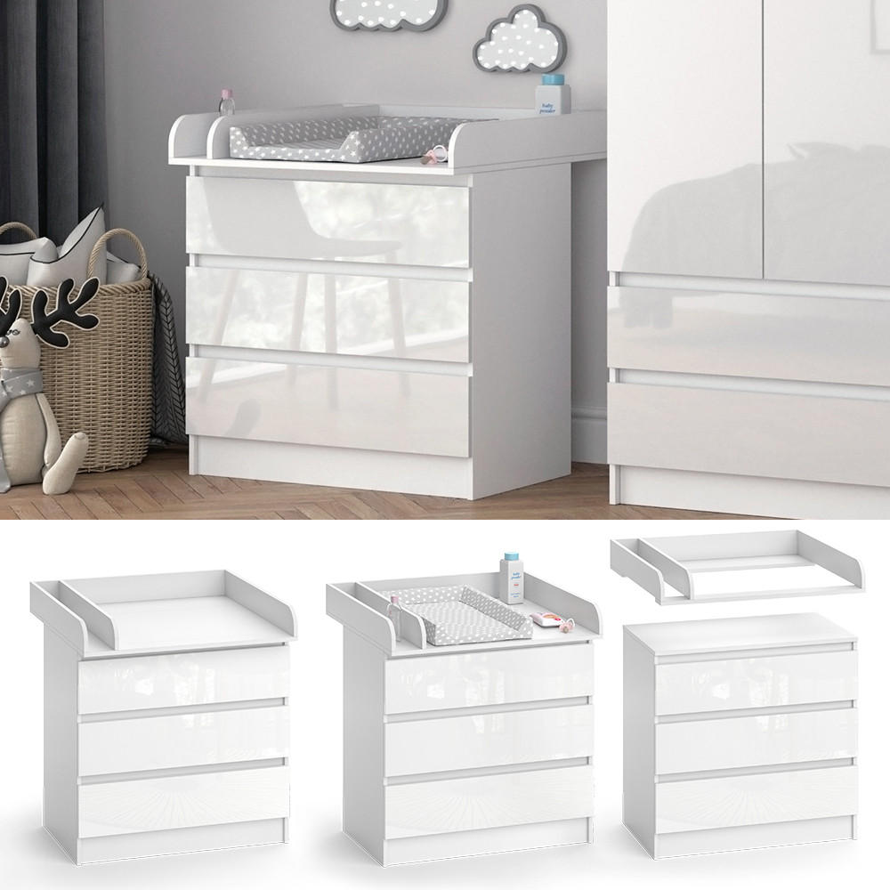 WICKELKOMMODE Emma Weiß 80 x 85.4 cm mit 3 Schubladen - Weiß, Holzwerkstoff (80/87/76cm) - Vicco