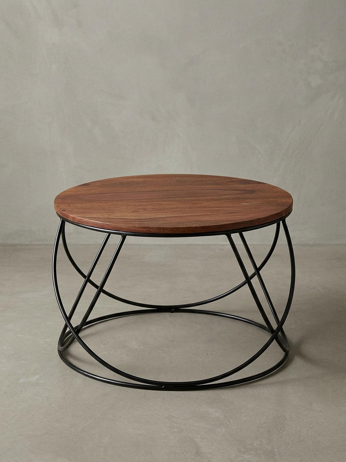 COUCHTISCH Industriestil in Braun, Sheesham-Massivholz Handgefertigt - Schwarz/Braun, Holz/Metall (60/60/40cm) - KADIMA DESIGN