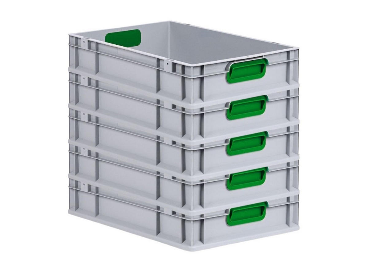 EUROBOX 5x Nextgen Color 12x40x60cm 23 Liter Griffe Grün Geschlossen - Grün, Kunststoff (40/12/60cm) - PROREGAL