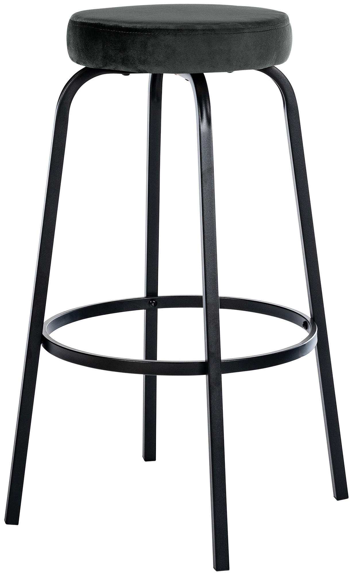 BARHOCKER Samt dunkelgrau - Dunkelgrau/Schwarz, Textil/Metall (41/78/41cm) - CLP