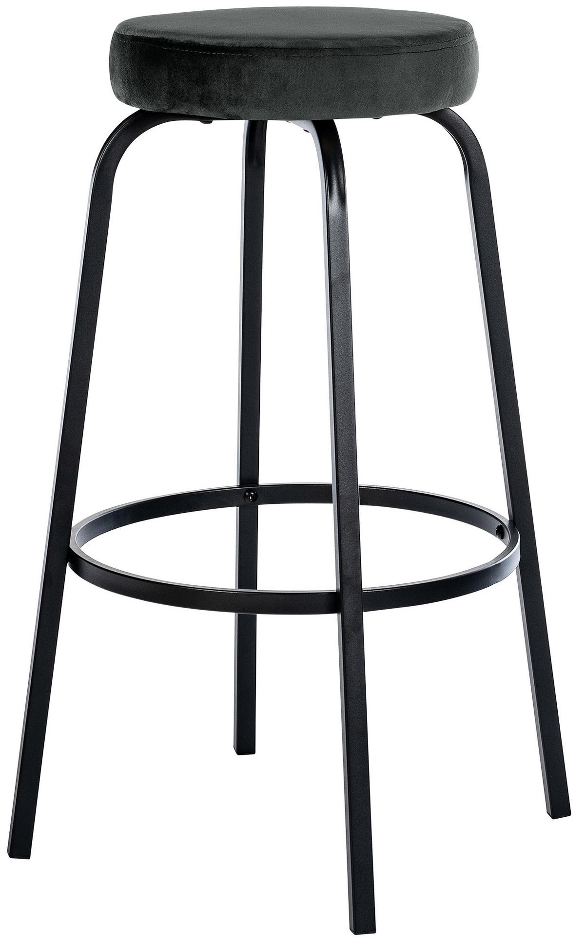 BARHOCKER Samt Dunkelgrau - Dunkelgrau/Schwarz, Textil/Metall (54/77/54cm) - CLP