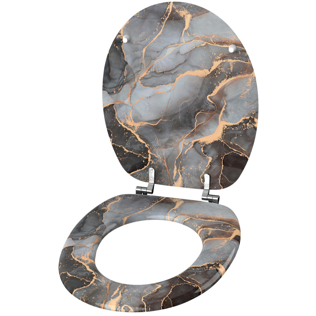 WC-SITZ Marmor Abstrakt - Braun, Holzwerkstoff (38/6/47cm) - Sanilo