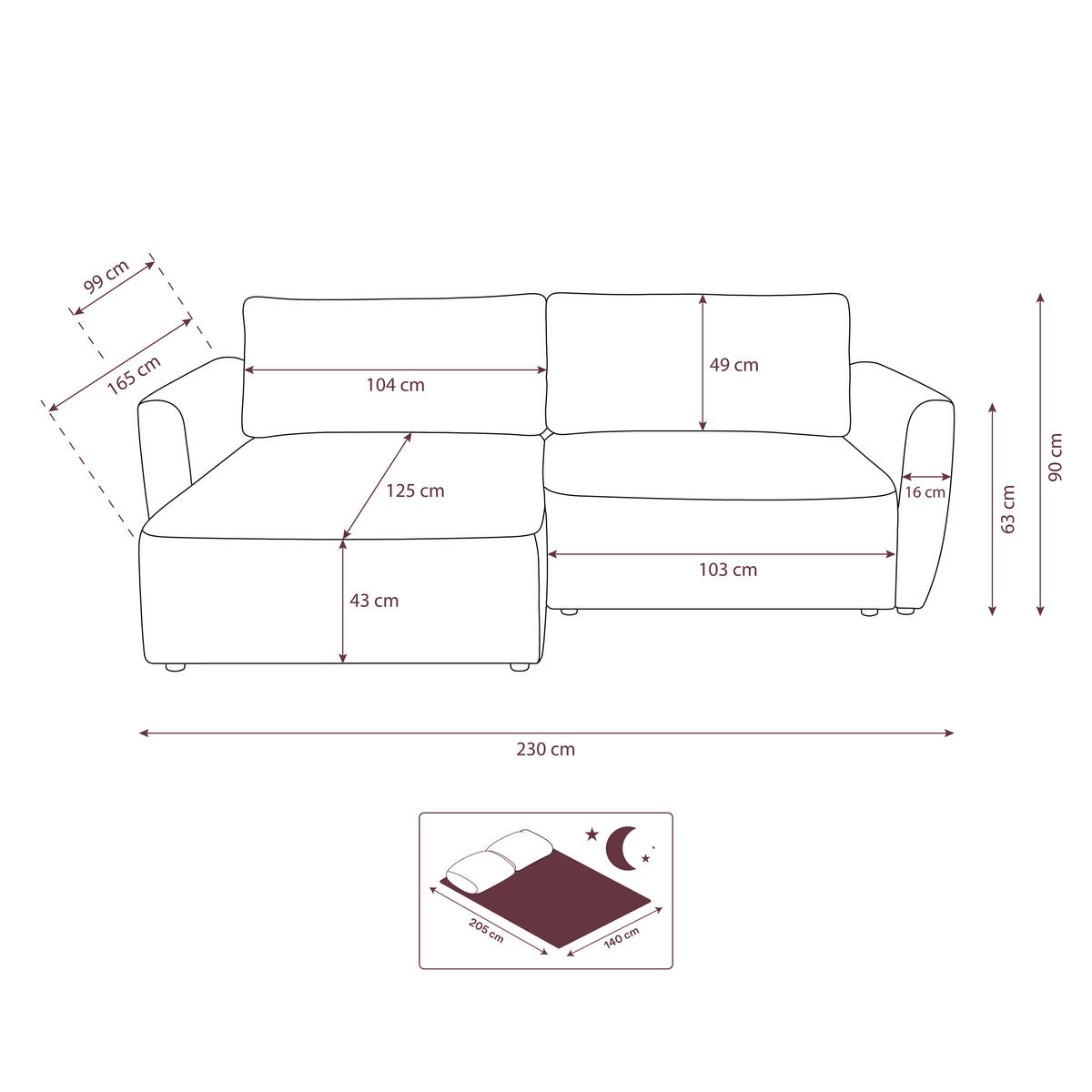ECKSOFA BELLA L Links mit Schlaffunktion 140x205 Velours Hellgrau - Hellgrau/Schwarz, Holz/Kunststoff (230/165cm) - Muffo