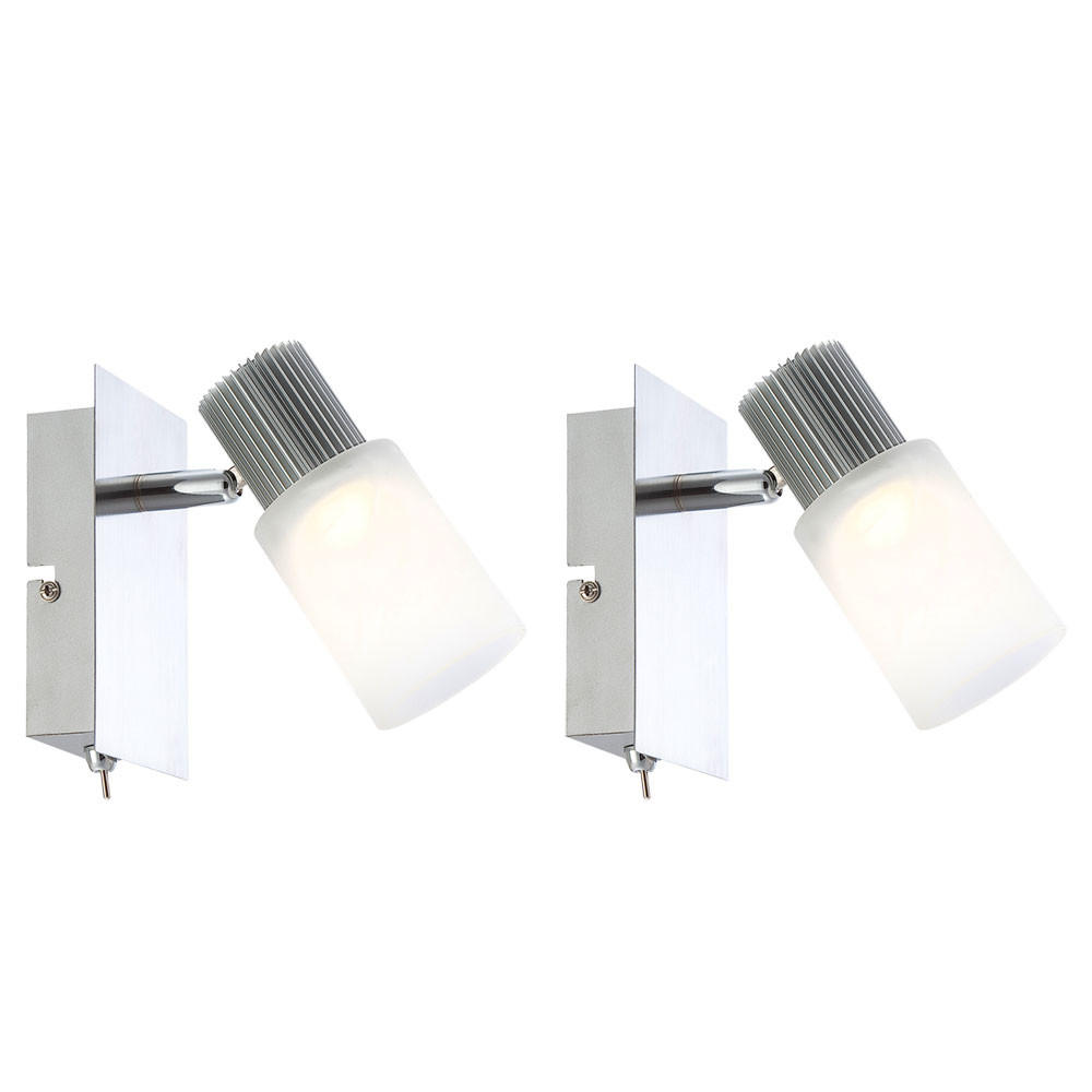 LED WANDLEUCHTE Lister Alabaster Optik Chrom 2er Set - Weiß, Metall (8/13/15.5cm) - Globo Lighting