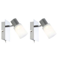 LED WANDLEUCHTE Lister Alabaster Optik Chrom 2er Set - Weiß, Metall (8/13/15.5cm) - Globo Lighting