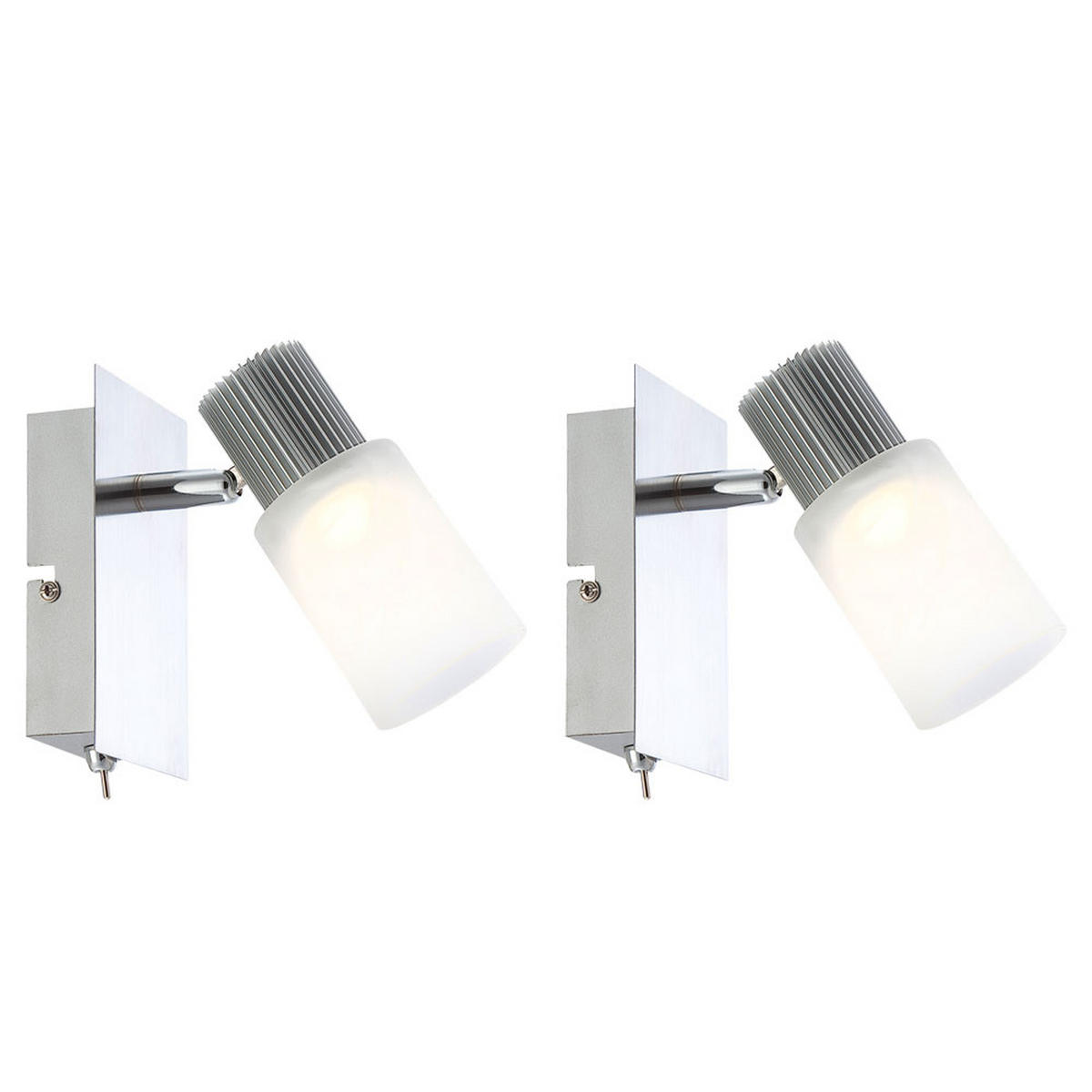 LED WANDLEUCHTE Lister Alabaster Optik Chrom 2er Set - Weiß, Metall (8/13/15.5cm) - Globo Lighting